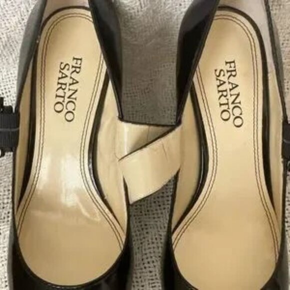 FRANCO SARTO WOMEN'S SHINY BLACK LEATHER MARY JANE HIGH HEELS SIZE 6 - Picture 3 of 12